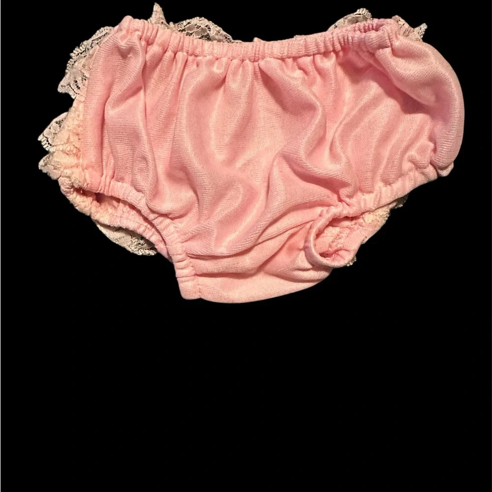 Vintage Pink Lace Trim Baby Bloomers size 9 moths